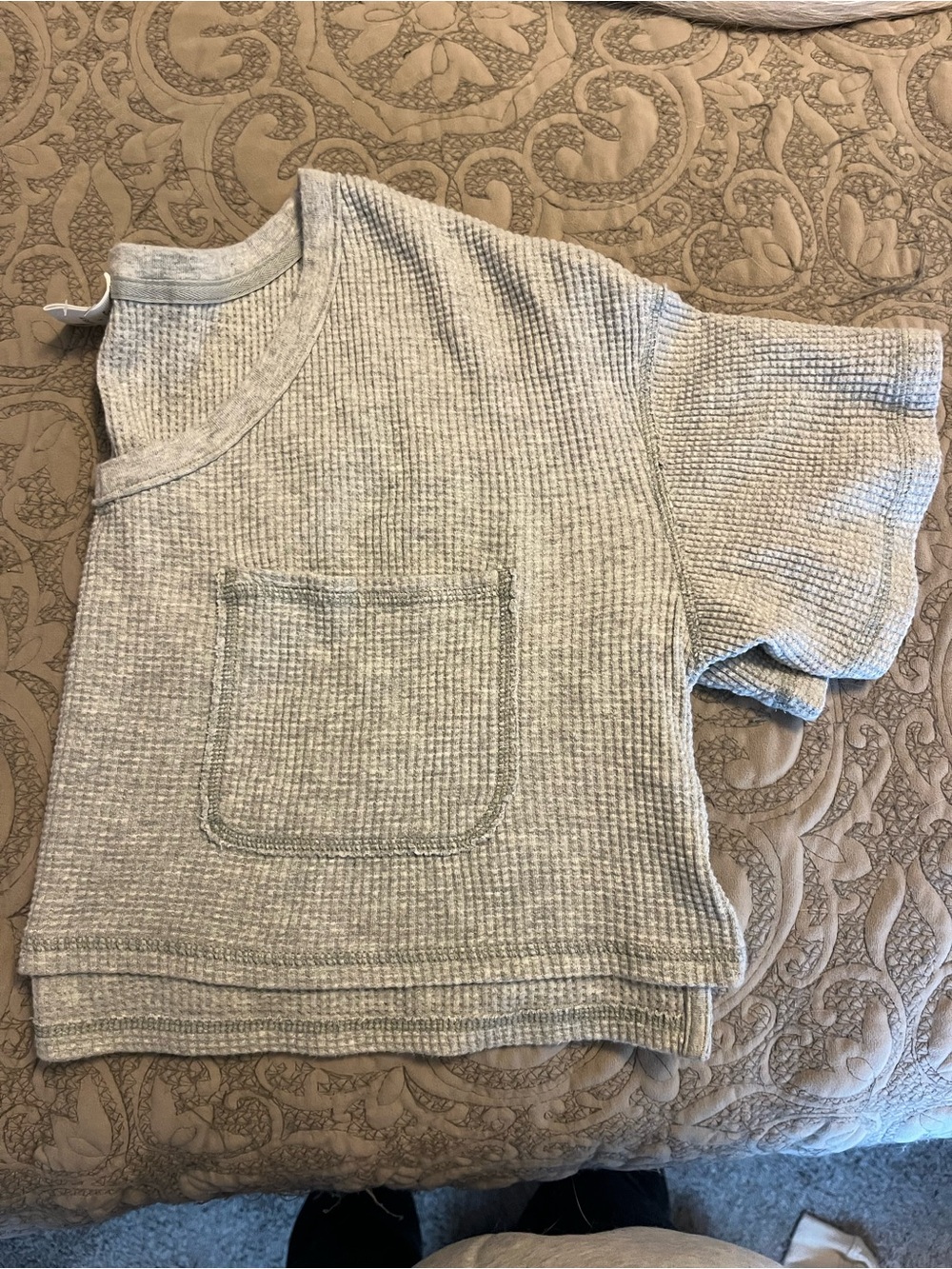 Offline by aerie boxy cropped waffle tee